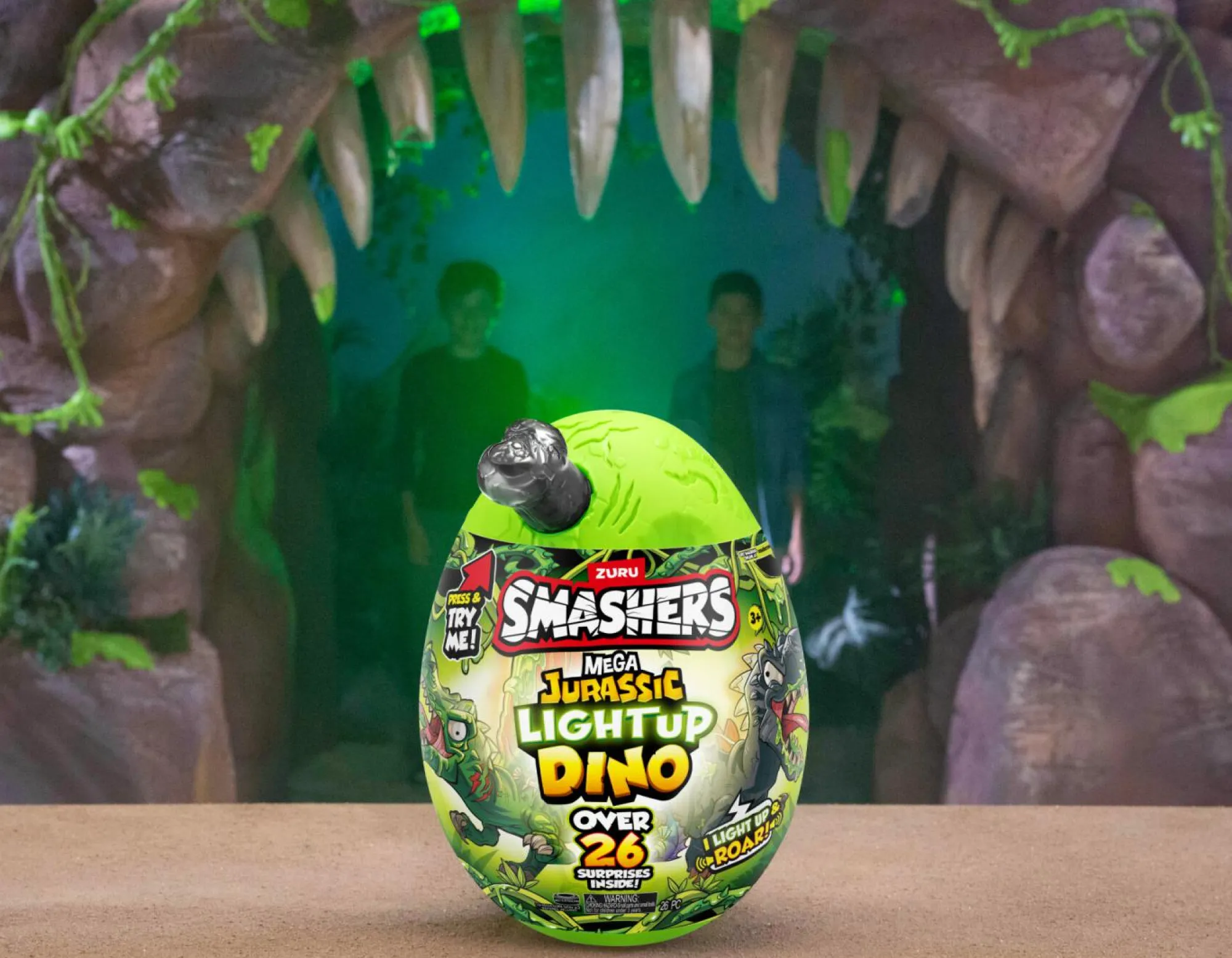 Smashers mega jurassic light up dino egg> Action Figures