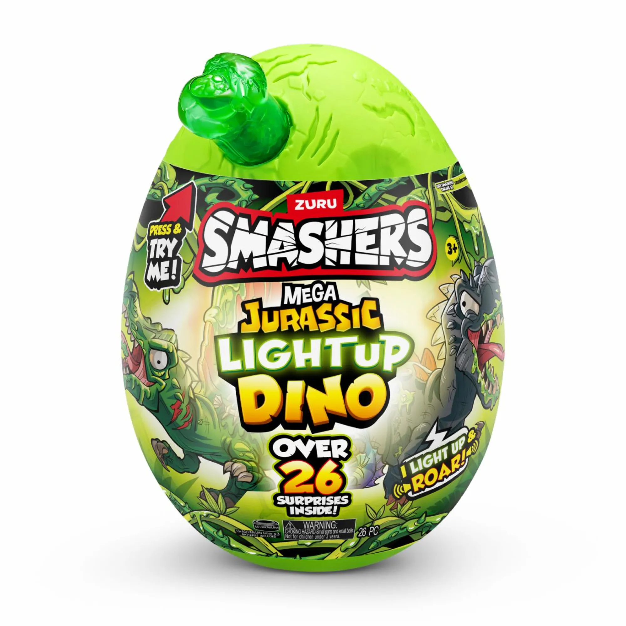 Smashers mega jurassic light up dino egg> Action Figures