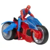 Spiderman moto spara-ragnatele con personaggio 10cm> Action Figures