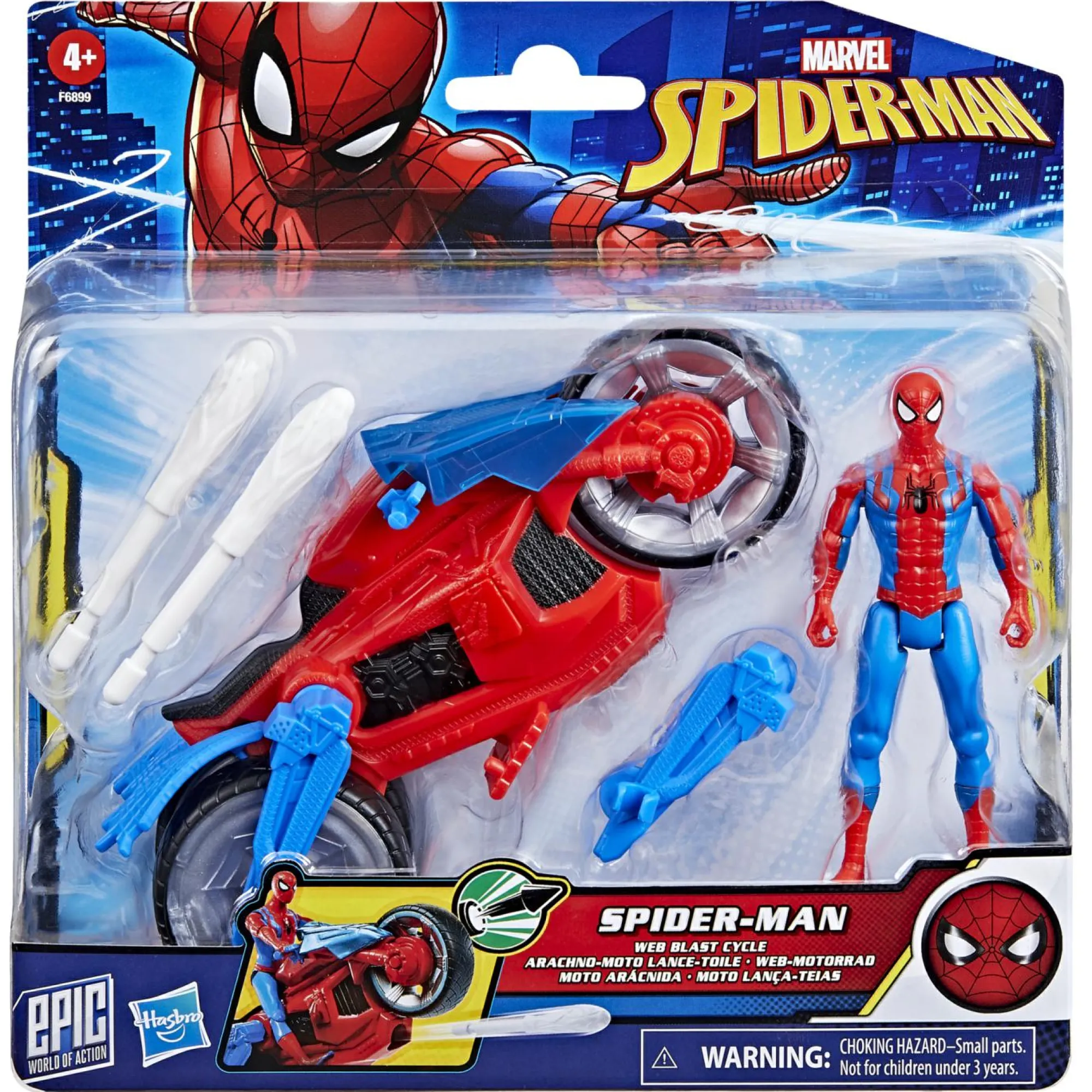 Spiderman moto spara-ragnatele con personaggio 10cm> Action Figures