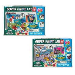 Super paint lab kit 16 col. acrilici c/pennello, 2 tele, gemme, glitter> Cancelleria E Accessori