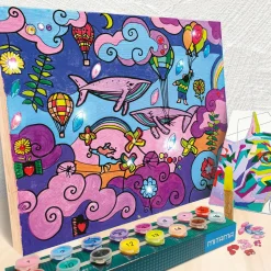 Super paint lab kit 16 col. acrilici c/pennello, 2 tele, gemme, glitter> Cancelleria E Accessori