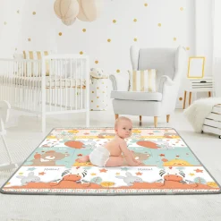 BABY SMILE Tappeto pieghevole per bambini in schiuma morbida – area gioco sicura e confortevole   – 150×150 cm –><noscript><img width=