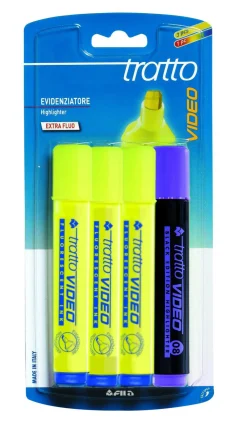 Tratto video – confezione 4 evidenziatori (3 gialli + 1 black edition)> Cancelleria E Accessori