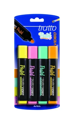 Tratto video – confezione 4 evidenziatori (colori pastello)> Cancelleria E Accessori