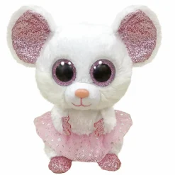 TY – peluche – beanie boos – topolina ballerina – nina – bianco – occhioni zampine orecchie rosa glitter – tutù rosa glitter – il peluche con gli occhi grandi scintillanti – 15 cm – 36365> Peluche Tradizionali