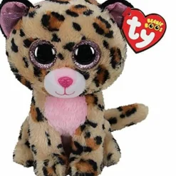 TY – peluche – beanie boos – leopardo – livvie – marrone e nero – occhioni e orecchie rosa glitter – il peluche con gli occhi grandi scintillanti – 15 cm – 36367> Peluche Tradizionali