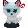 TY – peluche – beanie boos -volpe – atlas – azzurro, bianco e nero – occhioni e orecchie glitter – pelliccia strisce zig-zag – il peluche con gli occhi grandi scintillanti – 28 cm – 36491> Peluche Tradizionali