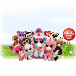 TY – peluche – beanie boos -volpe – atlas – azzurro, bianco e nero – occhioni e orecchie glitter – pelliccia strisce zig-zag – il peluche con gli occhi grandi scintillanti – 28 cm – 36491> Peluche Tradizionali