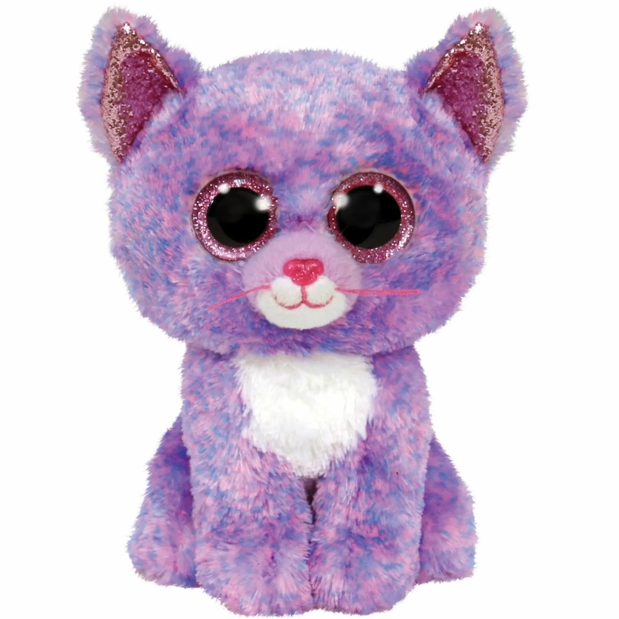 TY – peluche – beanie boos – gatto – cassidy – rosa e viola – orecchie e occhi rosa glitter – il peluche con gli occhi grandi scintillanti – 15 cm – 36248> Peluche Tradizionali