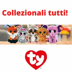 TY – peluche – beanie boos – elefante – eva – rosa e viola – occhi, orecchie e zampe color viola glitter – il pupazzo con gli occhi grandi scintillanti – 15 cm – 36386><noscript><img width=